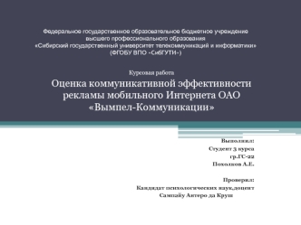 Оценка коммуникативной эффективности рекламы мобильного интернета ОАО Вымпел-Коммуникации