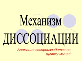 Механизм 
ДИССОЦИАЦИИ