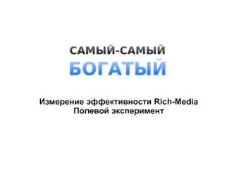 Измерение эффективности Rich-Media
Полевой эксперимент