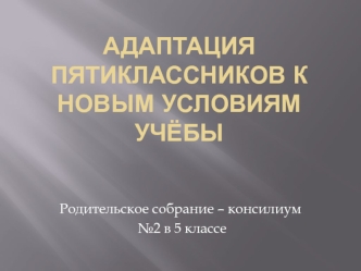 Адаптация пятиклассников к новым условиям учёбы