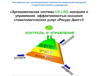 Эргономическая система ON-LINE контроля и управления  эффективностью оказания стоматологических услуг Ресурс Дент®