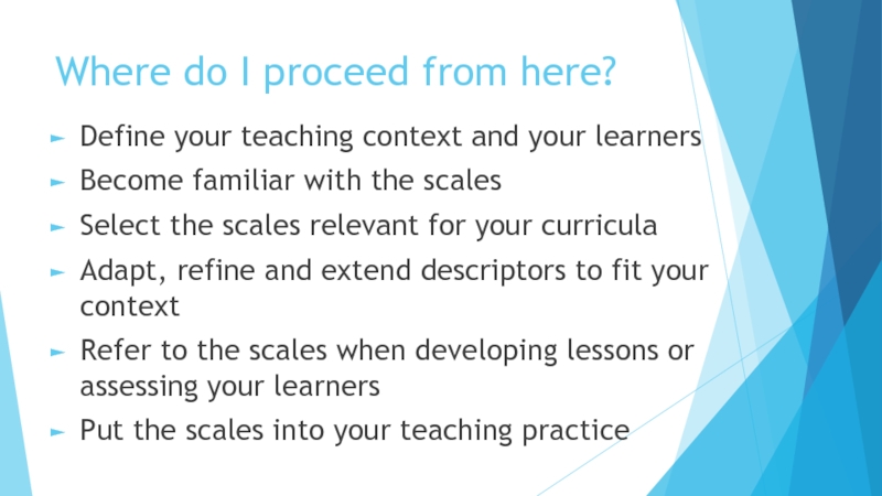 Where do I proceed from here?Define your teaching context and your
