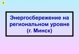 Энергосбережение на региональном уровне(г. Минск)