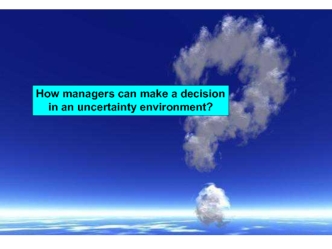 One or more alternatives lead to a block of possible outcomes with unknown probabilities. Subjective decision-making