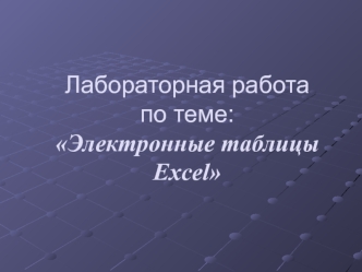 Электронные таблицы Excel