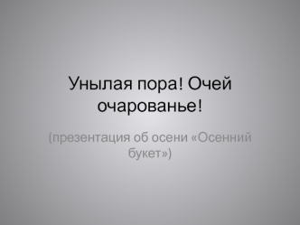 Унылая пора! Очей очарованье!