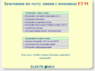 Замечания по тесту линии с помощью ET 91