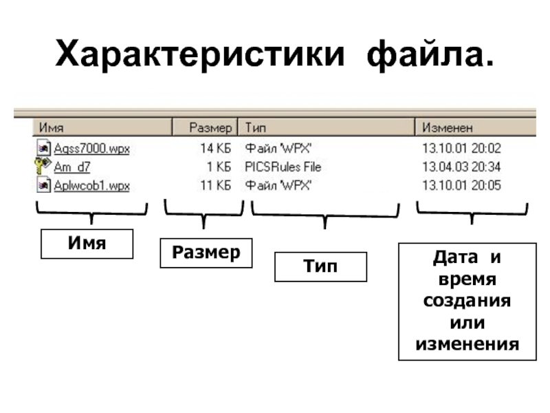 Характеристики файла