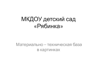 МКДОУ детский сад Рябинка