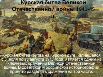 Курская битва Великой Отечественной войны 1941-45 годов