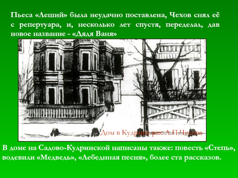 Пьеса Леший Чехова. Дом творчества Чехов адрес. Где ставят Чехова. Они перестают ставить Чехова.