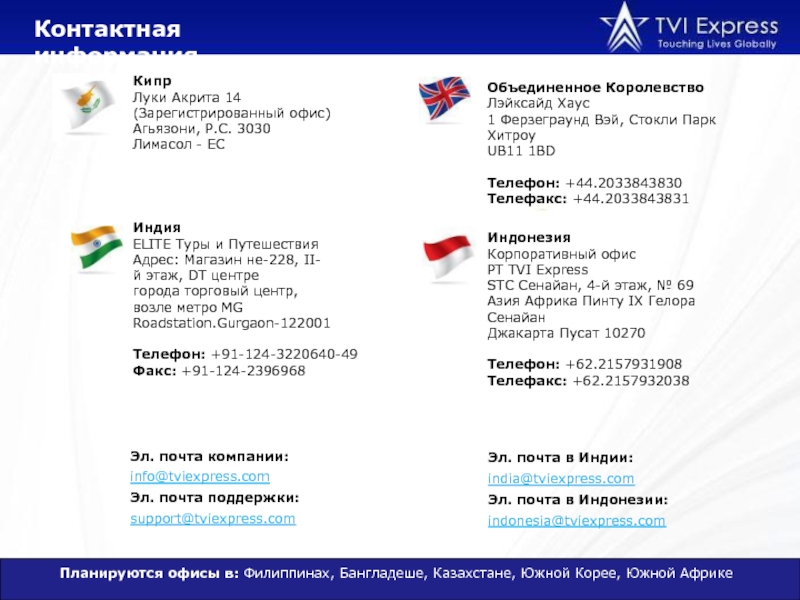 Эл. почта компании: info@tviexpress.com Эл. почта поддержки: support@tviexpress.com Объединенное Королевство Лэйксайд Хаус 1 Ферзеграунд Вэй,