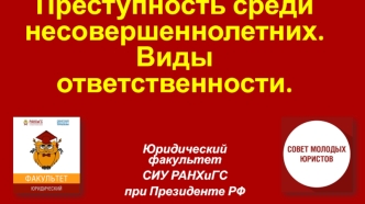 Преступность среди несовершеннолетних. Виды ответственности