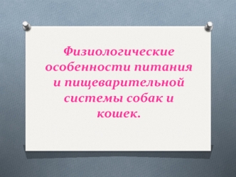 Физиологические особенности питания и пищеварительной системы собак и кошек