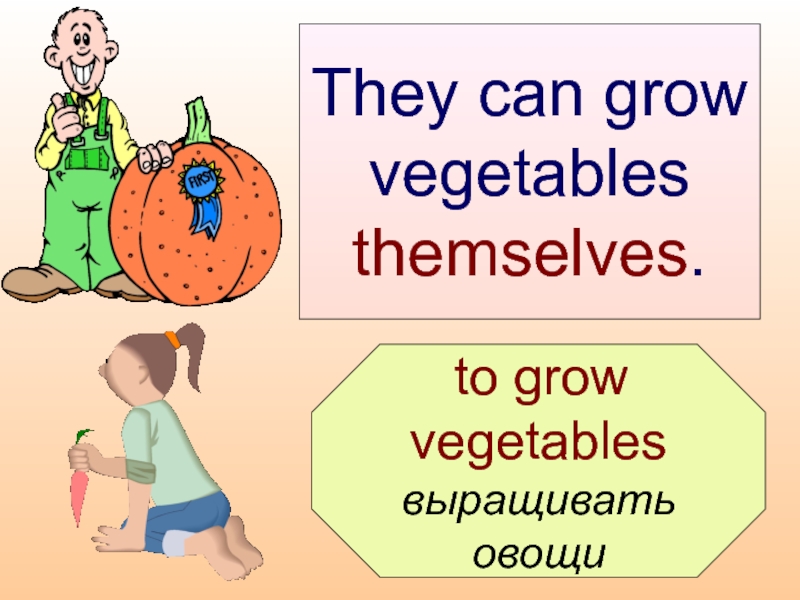 to grow vegetables  выращивать  овощи  They can grow  vegetables  themselves.