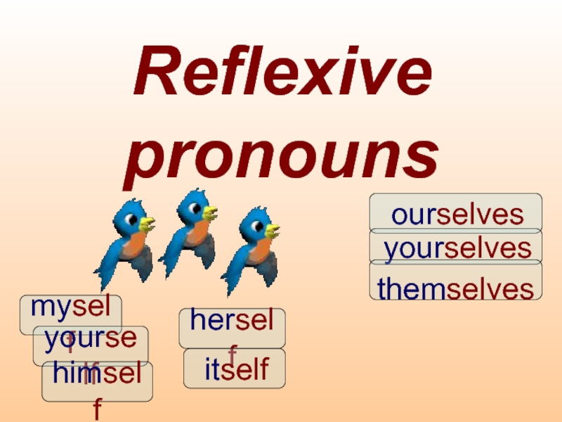 Reflexive  pronouns   myself  yourself  himself  herself  itself  ourselves