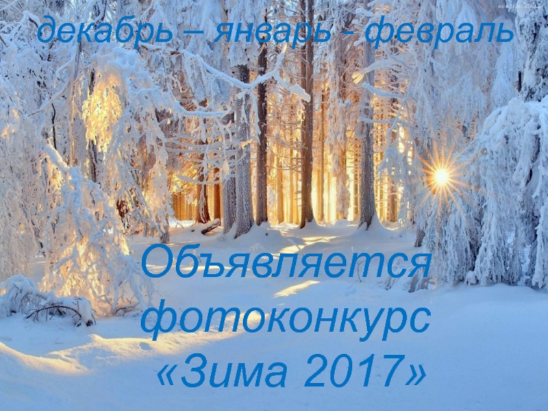 Объявляется  фотоконкурс   «Зима 2017» декабрь – январь - февраль