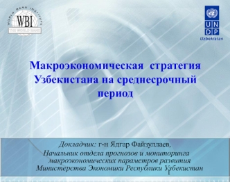 Макроэкономическая  стратегия 
Узбекистана на среднесрочный период