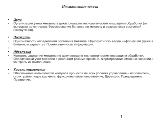 Организация учета металла в цехах согласно технологическим операциям обработки