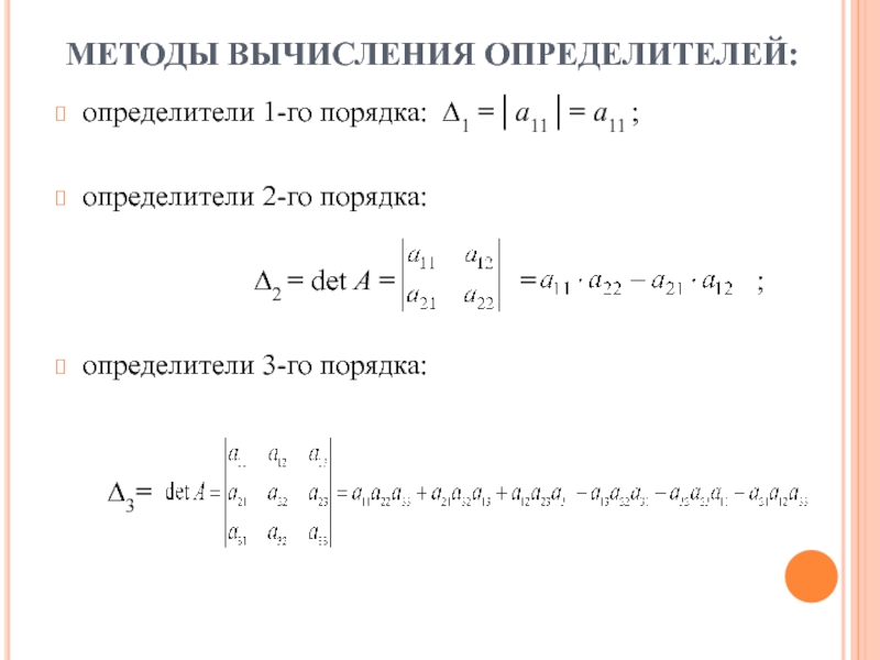 Вычислить определитель порядка