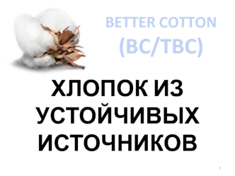 Better cotton (BC/TBC). Хлопок из устойчивых источников