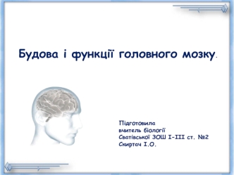 Будова і функції головного мозку