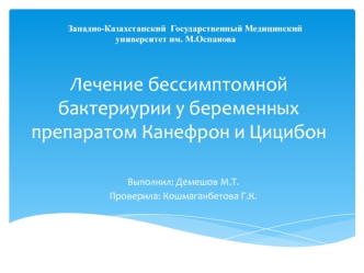 Лечение бессимптомной бактериурии у беременных препаратом Канефрон и Цицибон