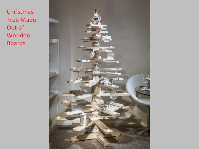 Christmas Tree Made Out of Wooden Boards 