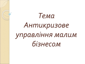 Антикризове управління малим бізнесом. (Тема 13)