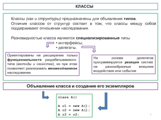 Классы. Специализированные типы