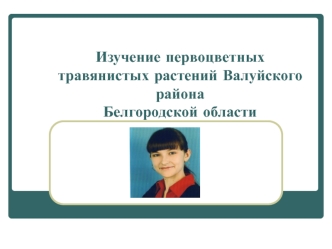 Изучение первоцветныхтравянистых растений Валуйского района Белгородской области