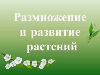 Размножение и развитие растений