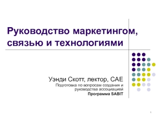 Руководство маркетингом, связью и технологиями