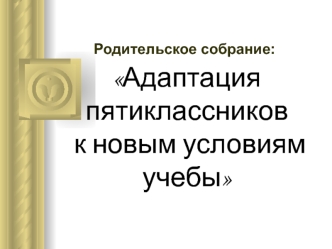 Адаптация пятиклассников к новым условиям учебы