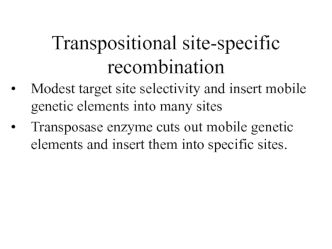 Transpositional site-specific recombination