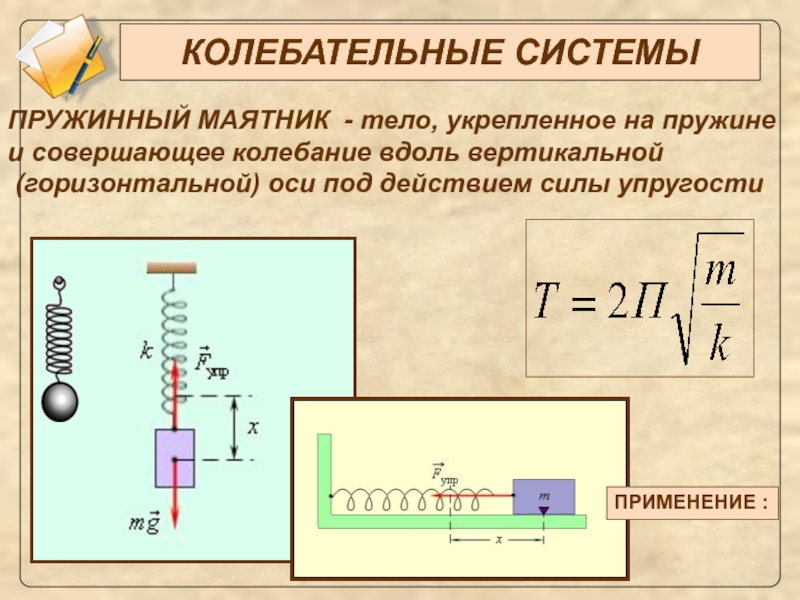 Пружинный маятник. Колебательная система пружинного маятника. Механические колебания пружинного маятника. Колебательные системы (пружинный и математический маятники);. Циклическая частота горизонтального пружинного маятника.
