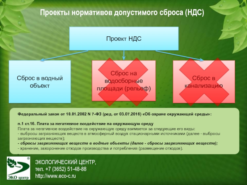 Проект нормативов допустимых сбросов