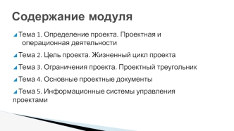 Определение проекта. Проектная и операционная деятельности