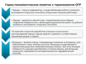 Горно-технологические понятия и терминология ОГР