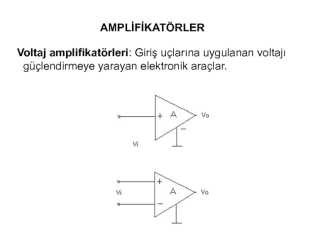 Ampli̇fi̇katörler. Voltaj amplifikatörleri: giriş uçlarına uygulanan voltajı güçlendirmeye yarayan elektronik araçlar