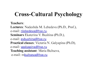 Cross-Cultural Psychology