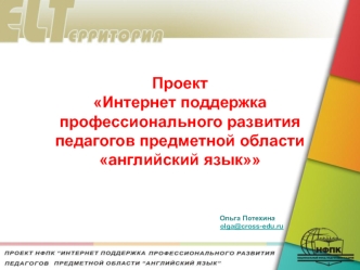 Проект Интернет поддержка профессионального развития педагогов предметной области английский язык