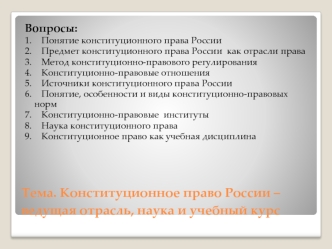 Конституционное право России, как отрасль права