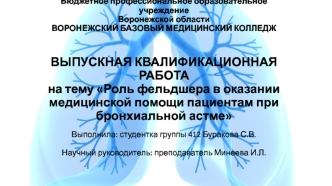 Роль фельдшера в оказании медицинской помощи пациентам при бронхиальной астме