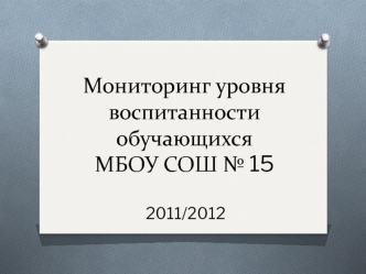 Мониторинг уровня воспитанности обучающихсяМБОУ СОШ № 15