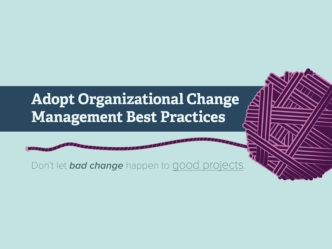 Adopt Organizational Change Management Best Practices
Don’t let bad change happen to good projects.
You are starting a project or program that will depend on users and stakeholders to give up their old way of doing things. In some cases change will force 