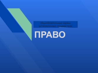 Общеобязательные нормы, установленные государством. Право