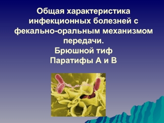 Инфекционные заболевания с фекально-оральным механизмом передачи. (Лекция 2)