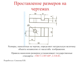 Проставление размеров на чертежах