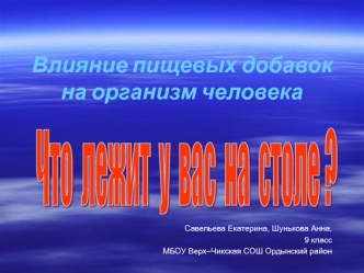 Влияние пищевых добавок на организм человека